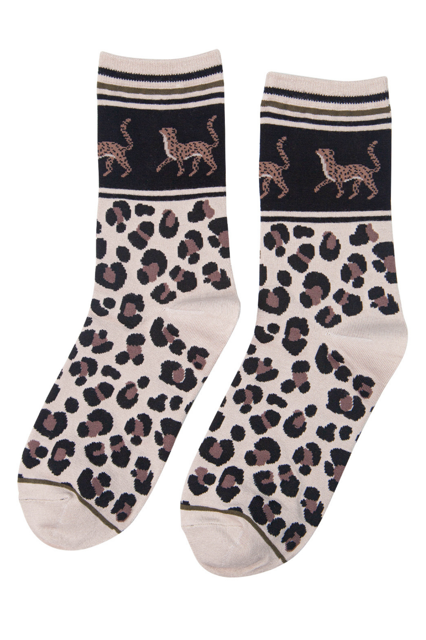 cream cheetah print ankle socks
