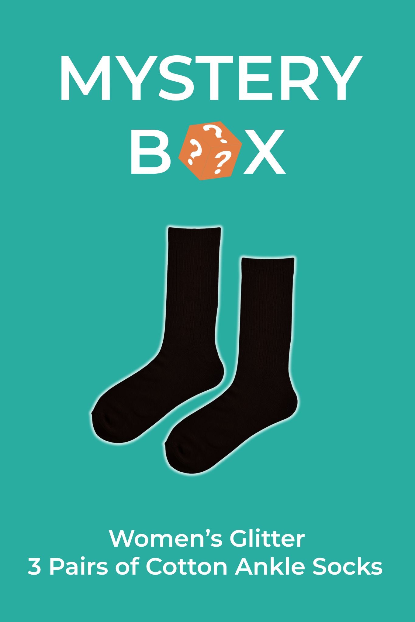 Women's Cotton Glitter Ankle Socks Mystery Box (3 Pack) - Multi, Mixed