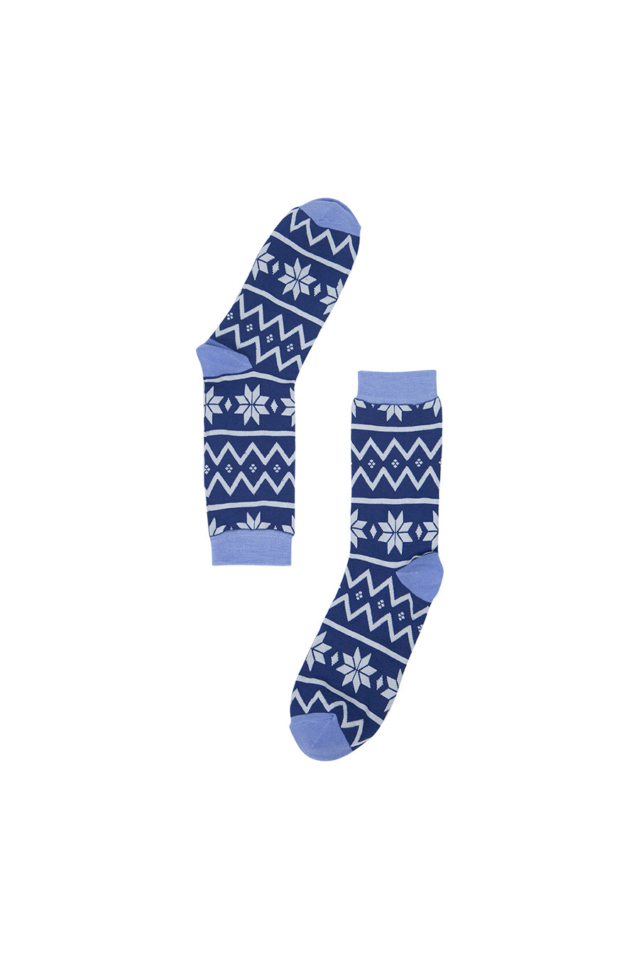 blue and white fair isle print bamboo socks