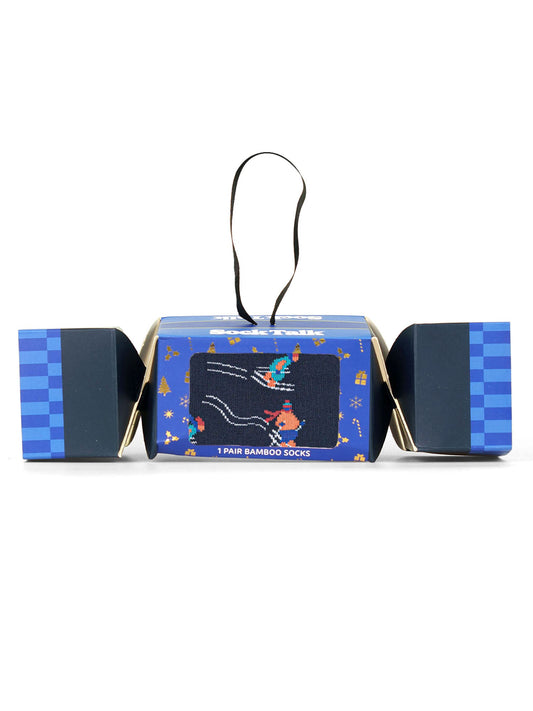 Skiing-Bamboo-Crew-Socks-Christmas-Cracker-Gift-Box-in-Navy-Blue