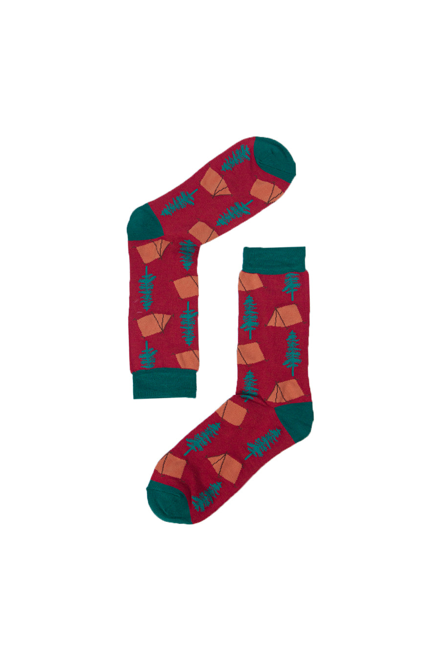 Mens Bamboo Camping Socks Novelty Hiking Socks Red