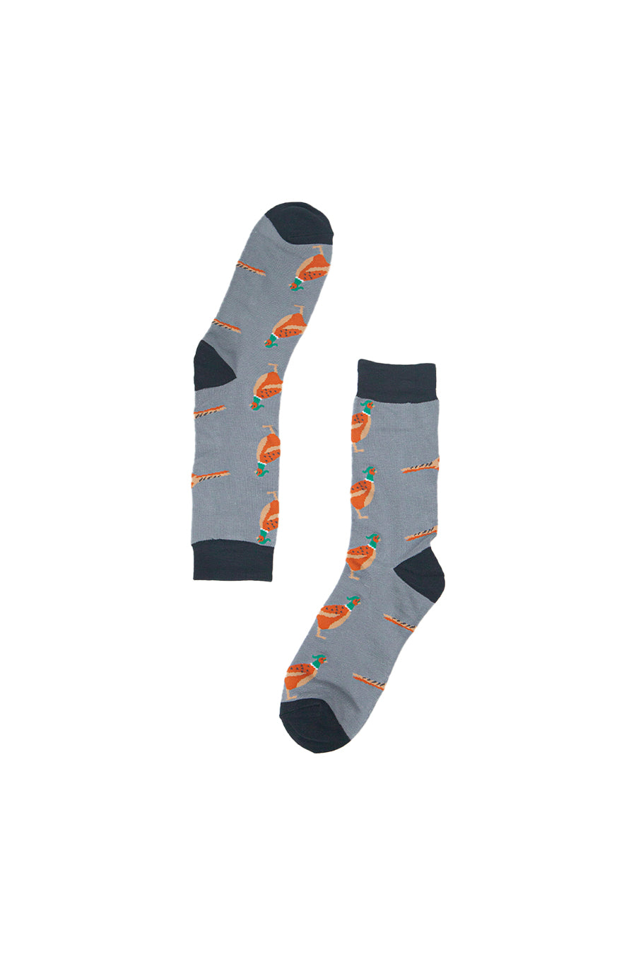 grey and orange pheasant bird bamboo socks