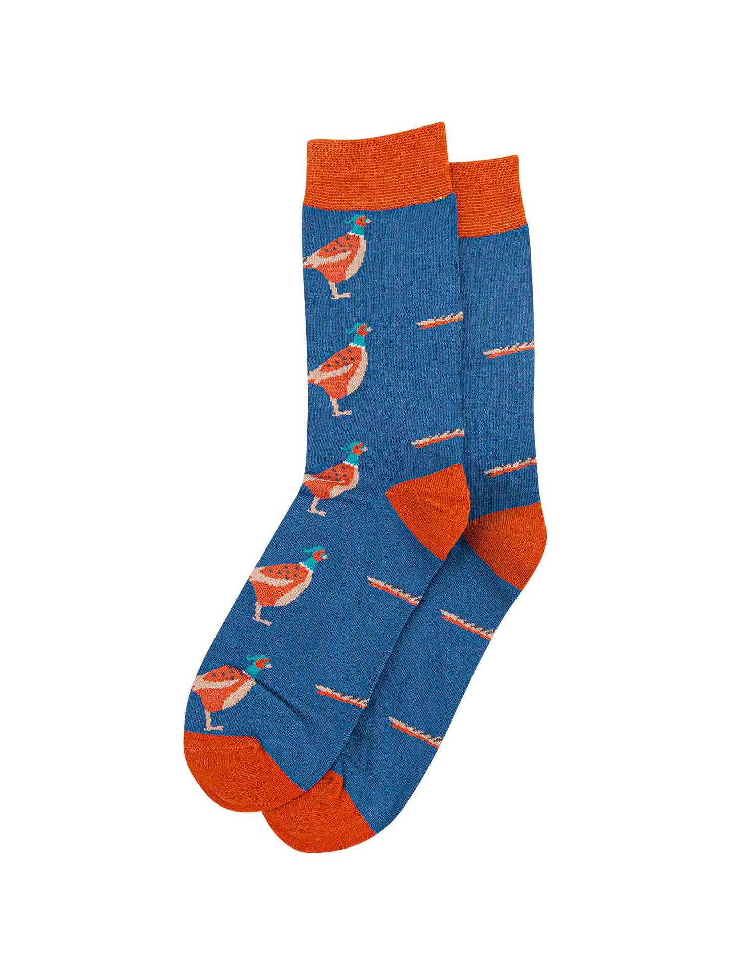 Pheasant Bamboo Socks in Blue/Orange