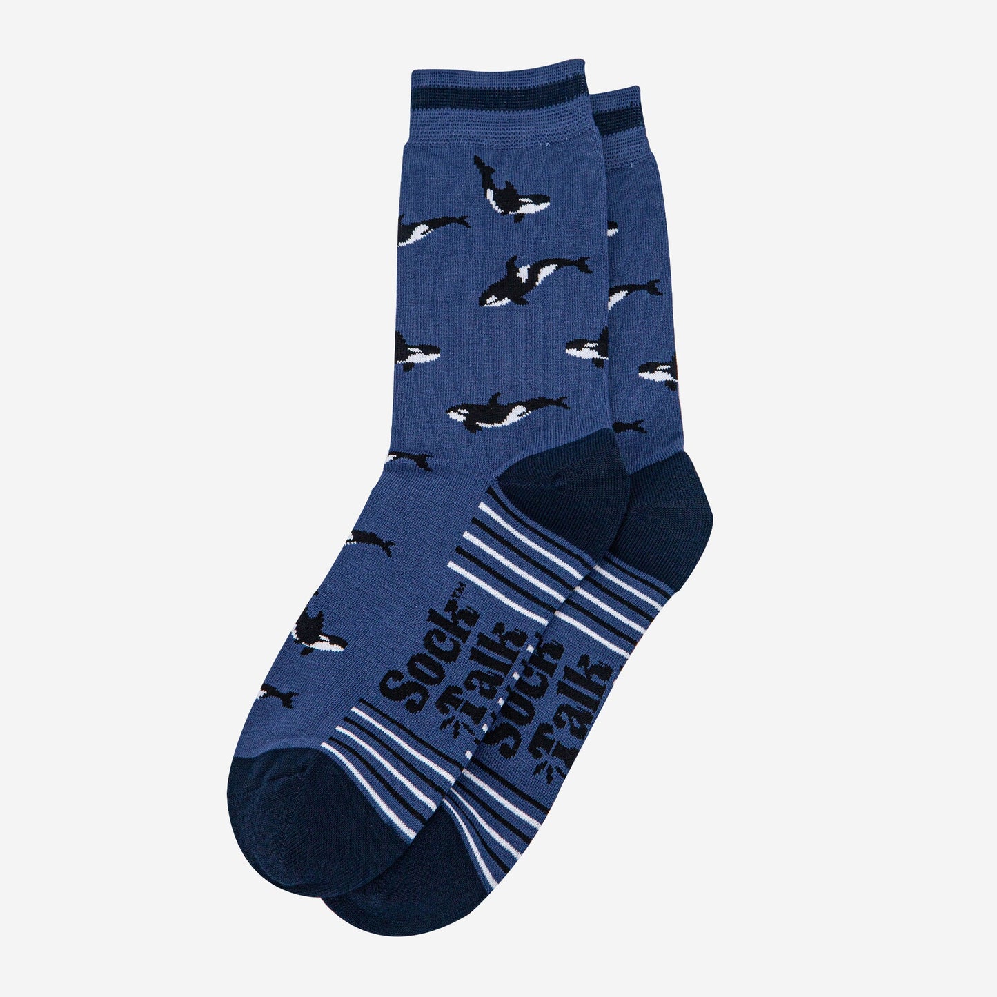mens-bamboo-socks-denim-blue-navy-blue-orca-whales-laying-flat