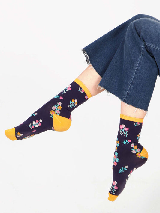 posy-floral-print-bamboo-socks-in-blue-and-yellow