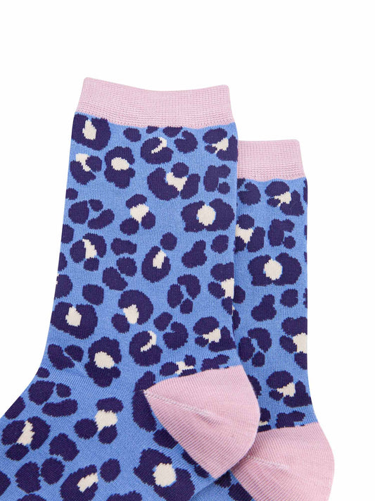 purple, pink leopard print bamboo socks