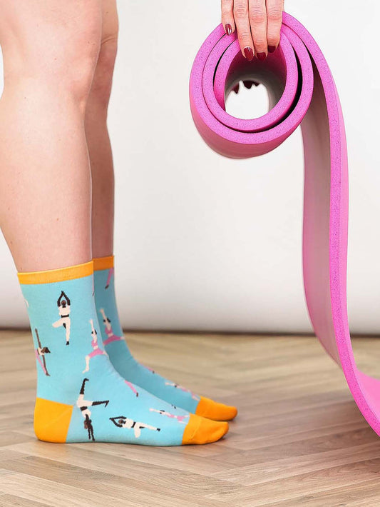 yoga-print-bamboo-socks-in-blue-and-yellow