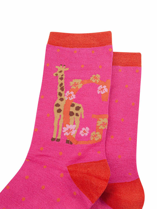 pink ankle socks with the initial G
