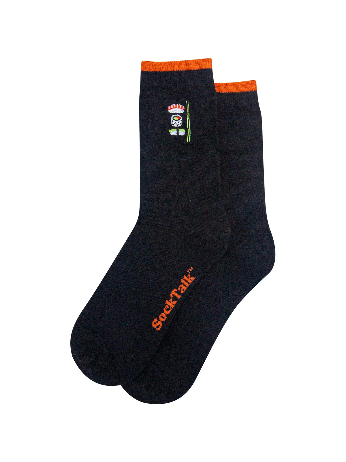 Sushi-Combed-Cotton-Pattern-Embroidered-Socks-in-Black-Laid-Flat