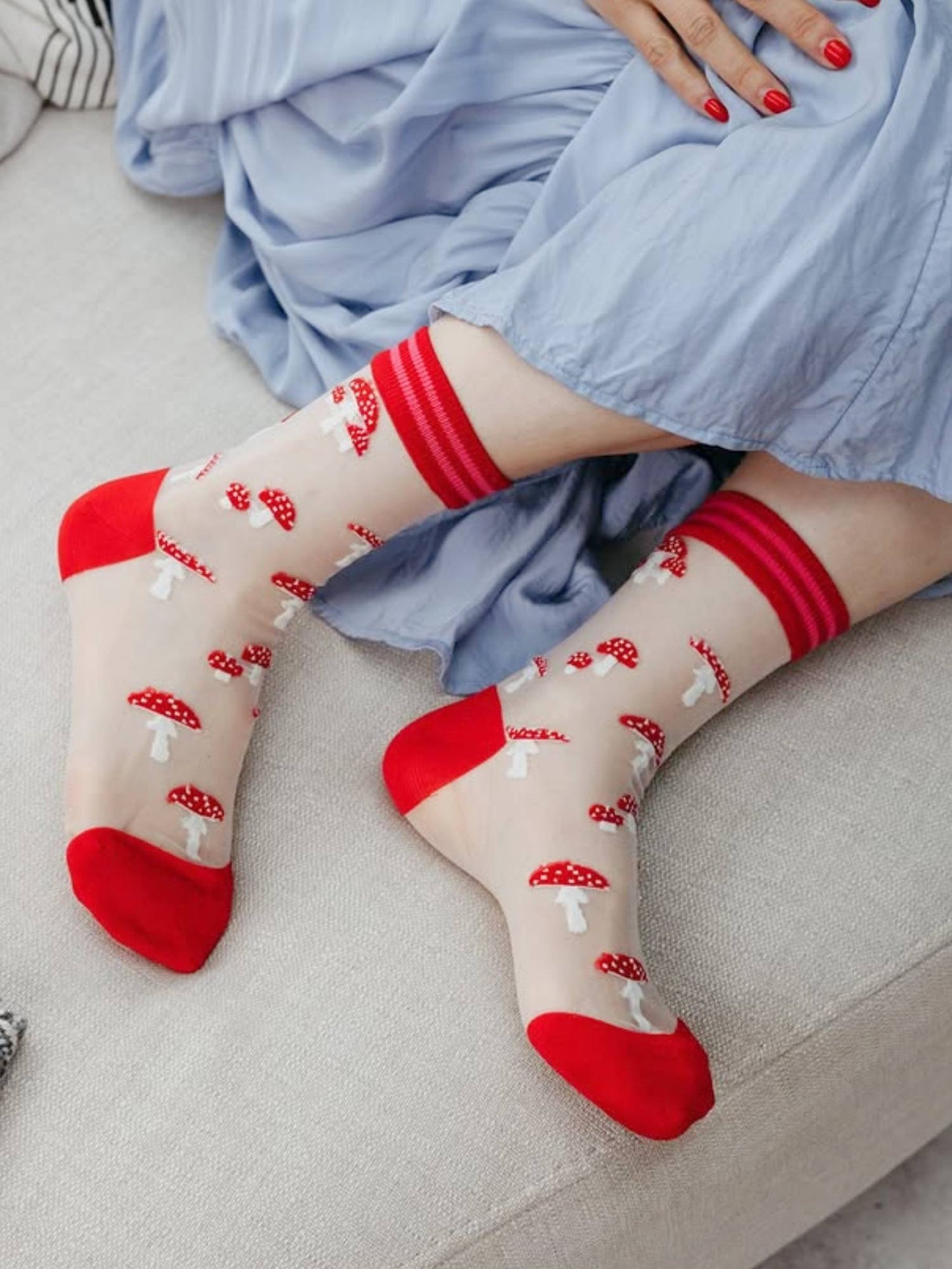 Toadstools-Combed-Cotton-Sheer-Pop-Socks-in-Red