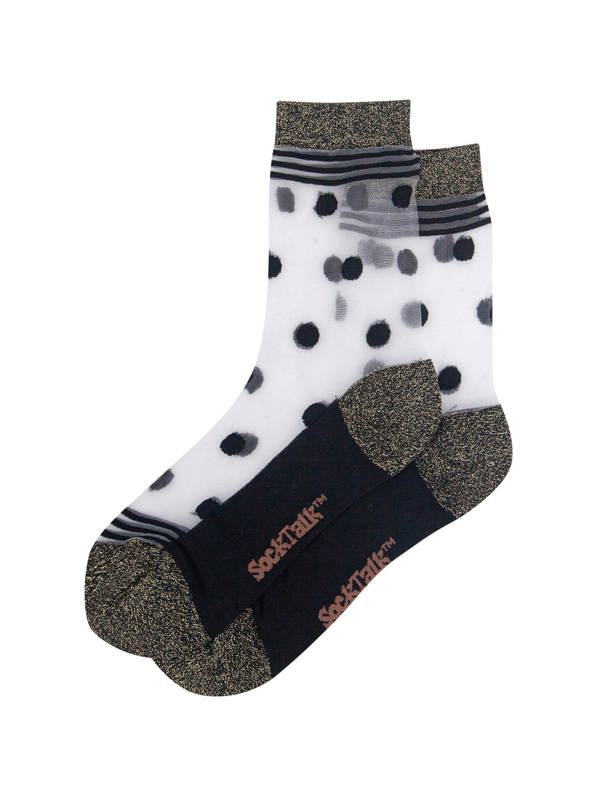 Polka-Dot-Sheer-Socks-in-Black/Gold-Laid-Flat