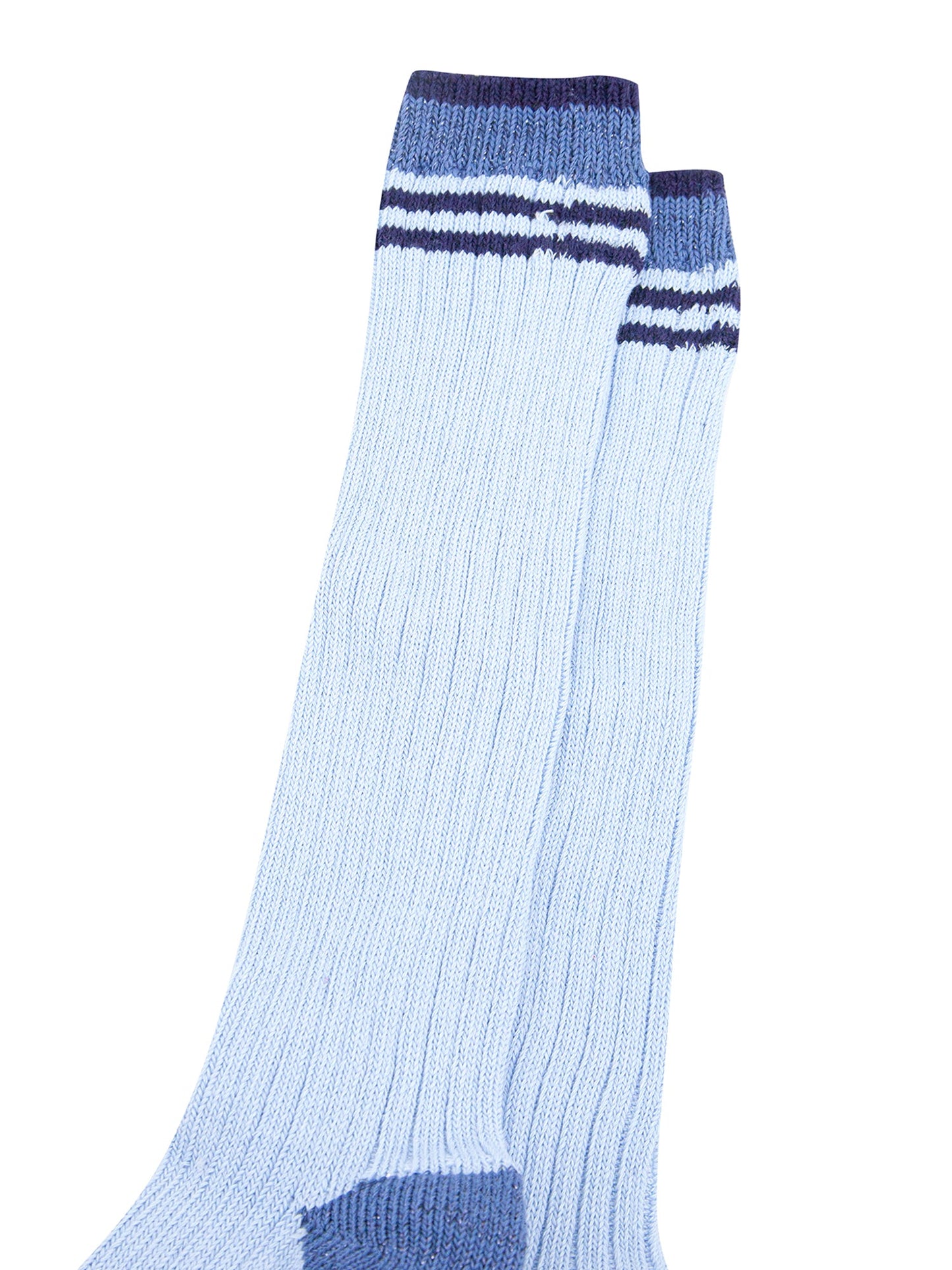 Striped Combed Cotton Knee High Glitter Socks in Blue