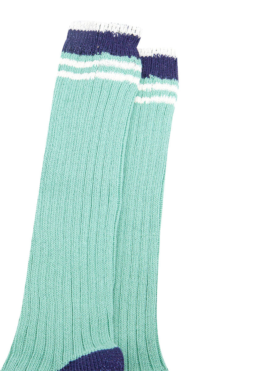 Striped-Combed-Cotton-Knee-High-Glitter-Socks-in-Green-Navy-close-up