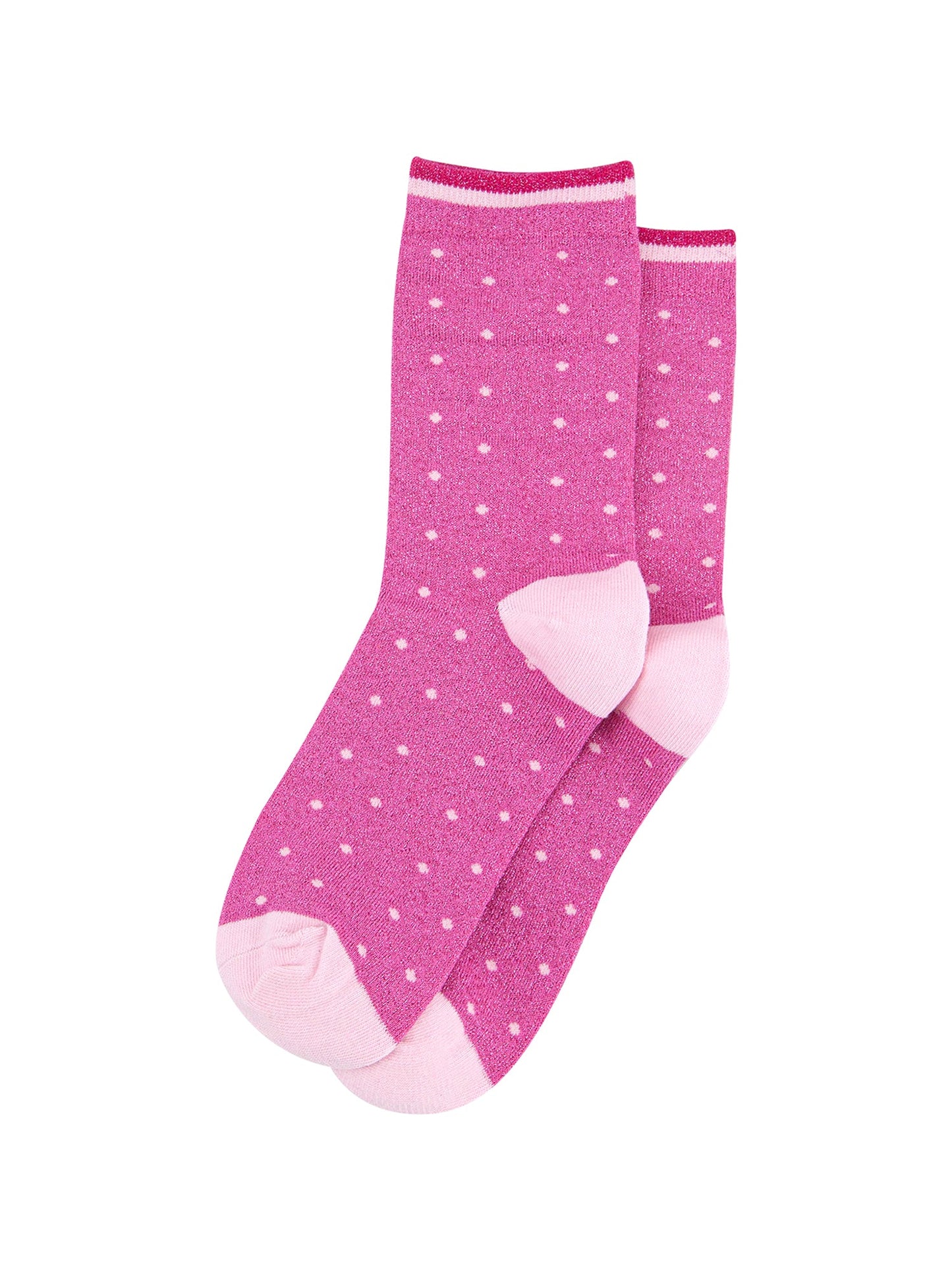 Small-Spots-Combed-Cotton-Glitter-Socks-in-Hot-Pink-flat-lay