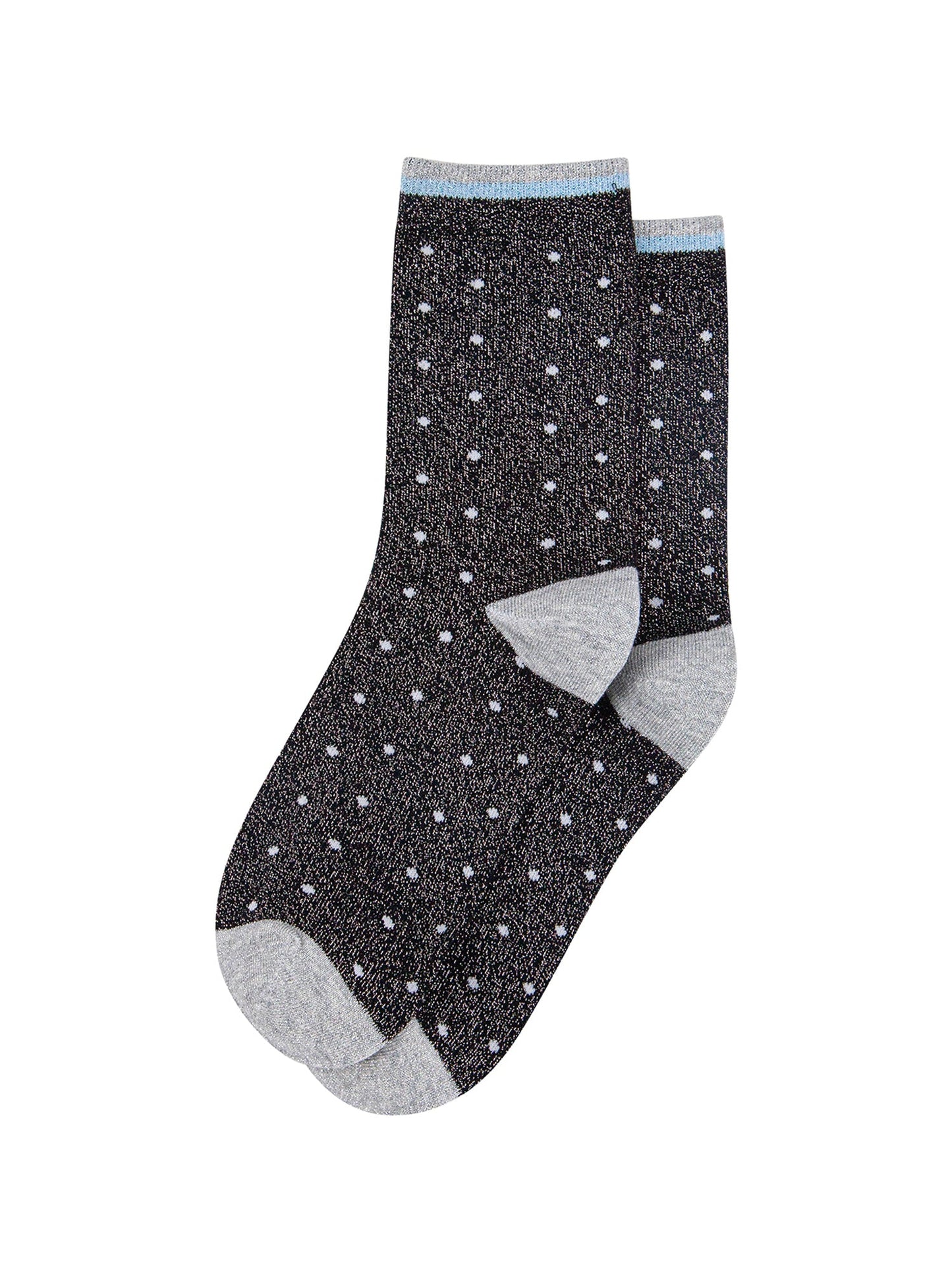 Small-Spots-Combed-Cotton-Glitter-Socks-in-Navy-Blue-flat-lay
