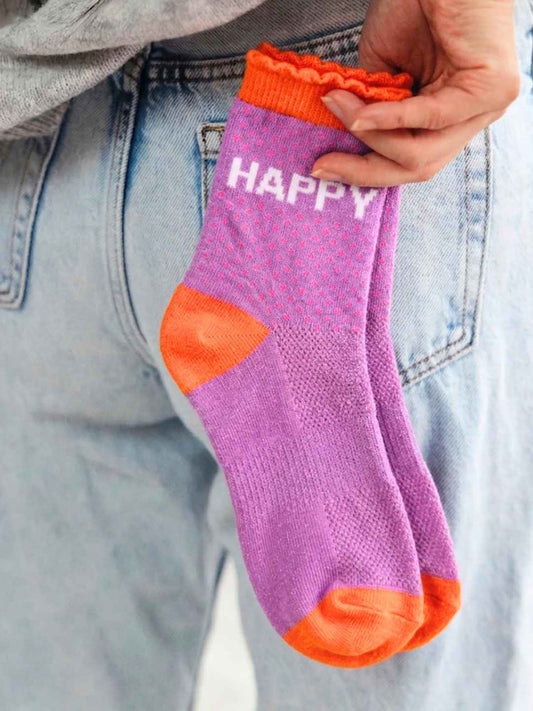 Happy Spotted Combed Cotton Glitter Socks in Lilac