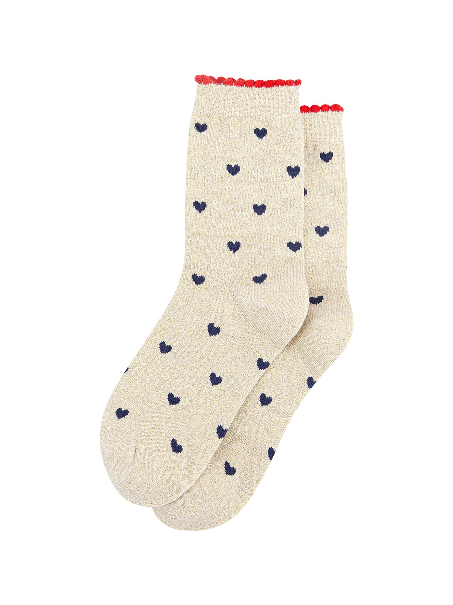 Love-Hearts-Combed-Cotton-Glitter-Socks-in-Cream-Navy-Blue-flat-lay