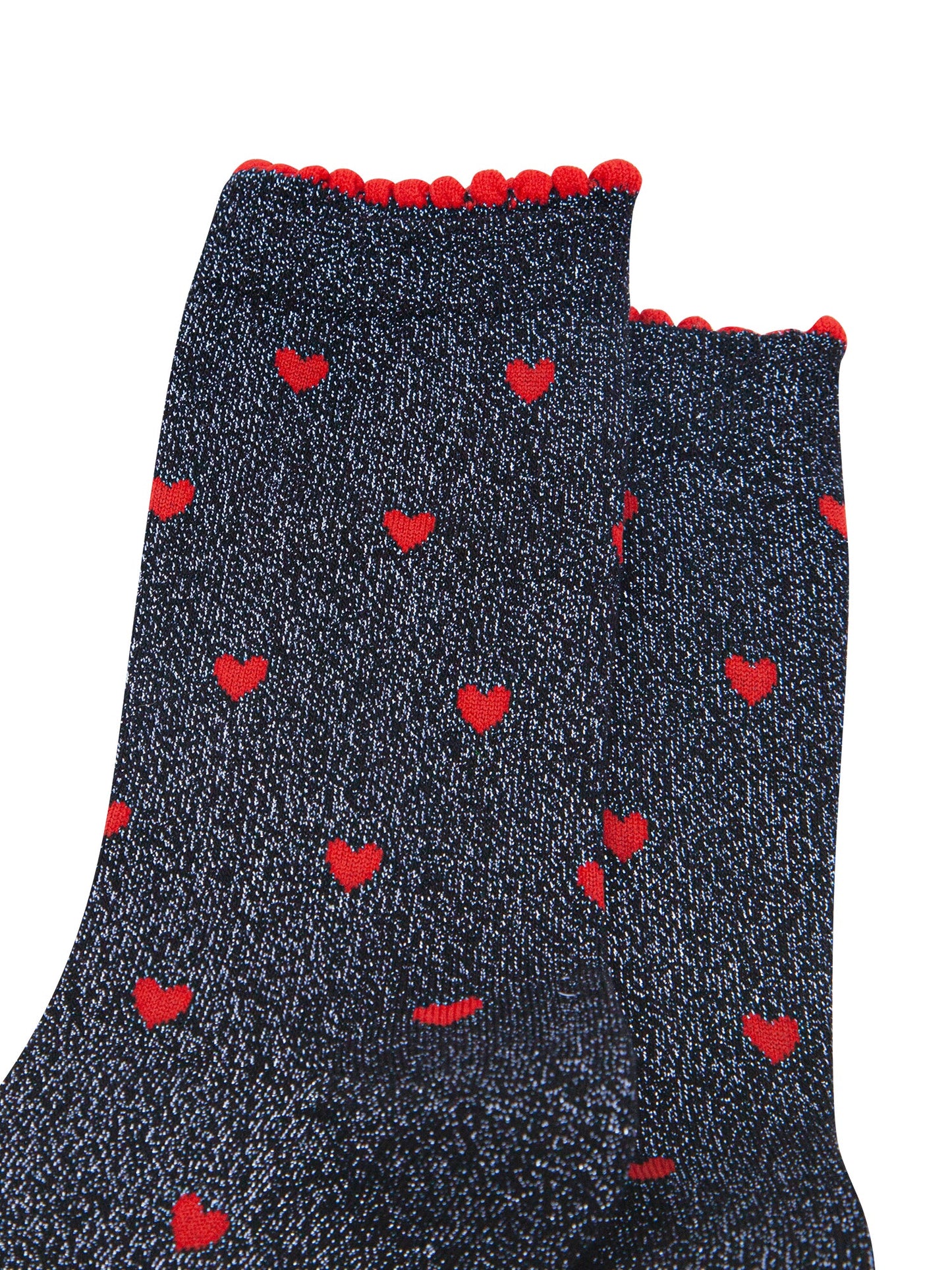 Love-Hearts-Combed-Cotton-Glitter-Socks-in-Navy-Blue-Red-close-up