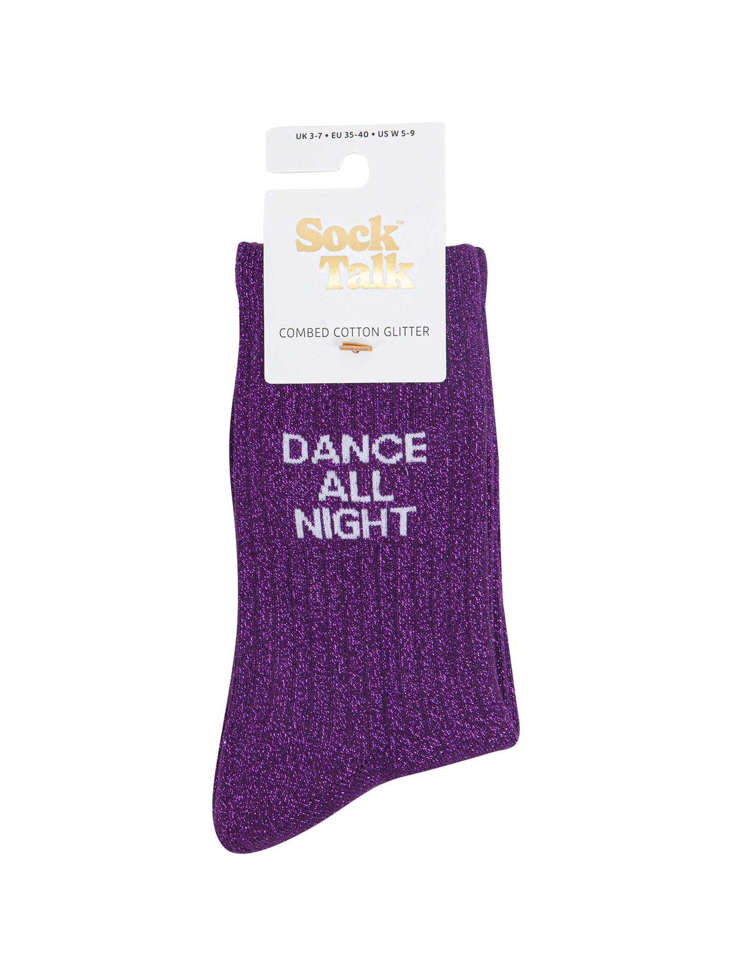 Dance All Night Combed Cotton Glitter Socks in Purple