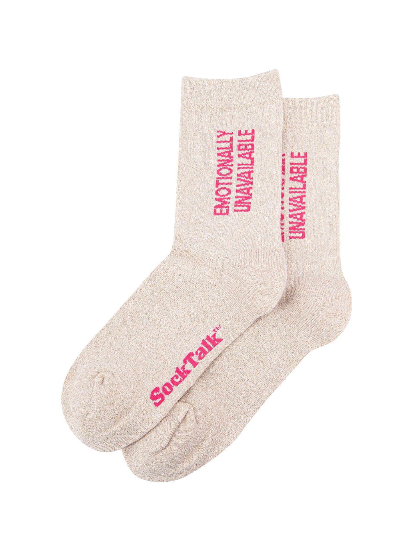 Emotionally-Unavailable-Combed-Cotton-Glitter-Socks-in-Cream-Laid-Flat