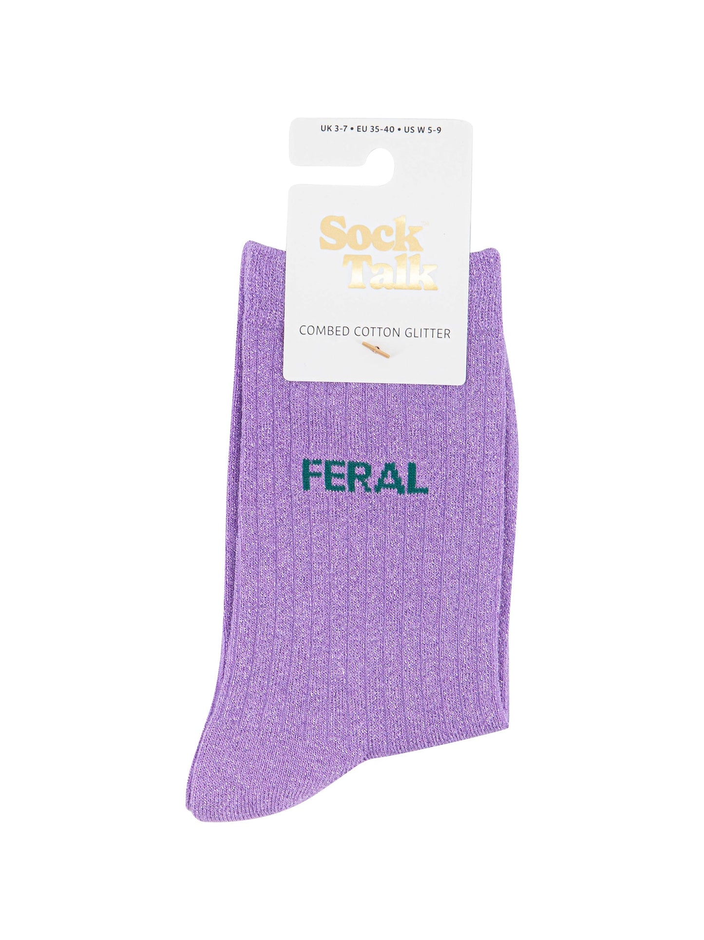 Feral Combed Cotton Glitter Socks in Lilac