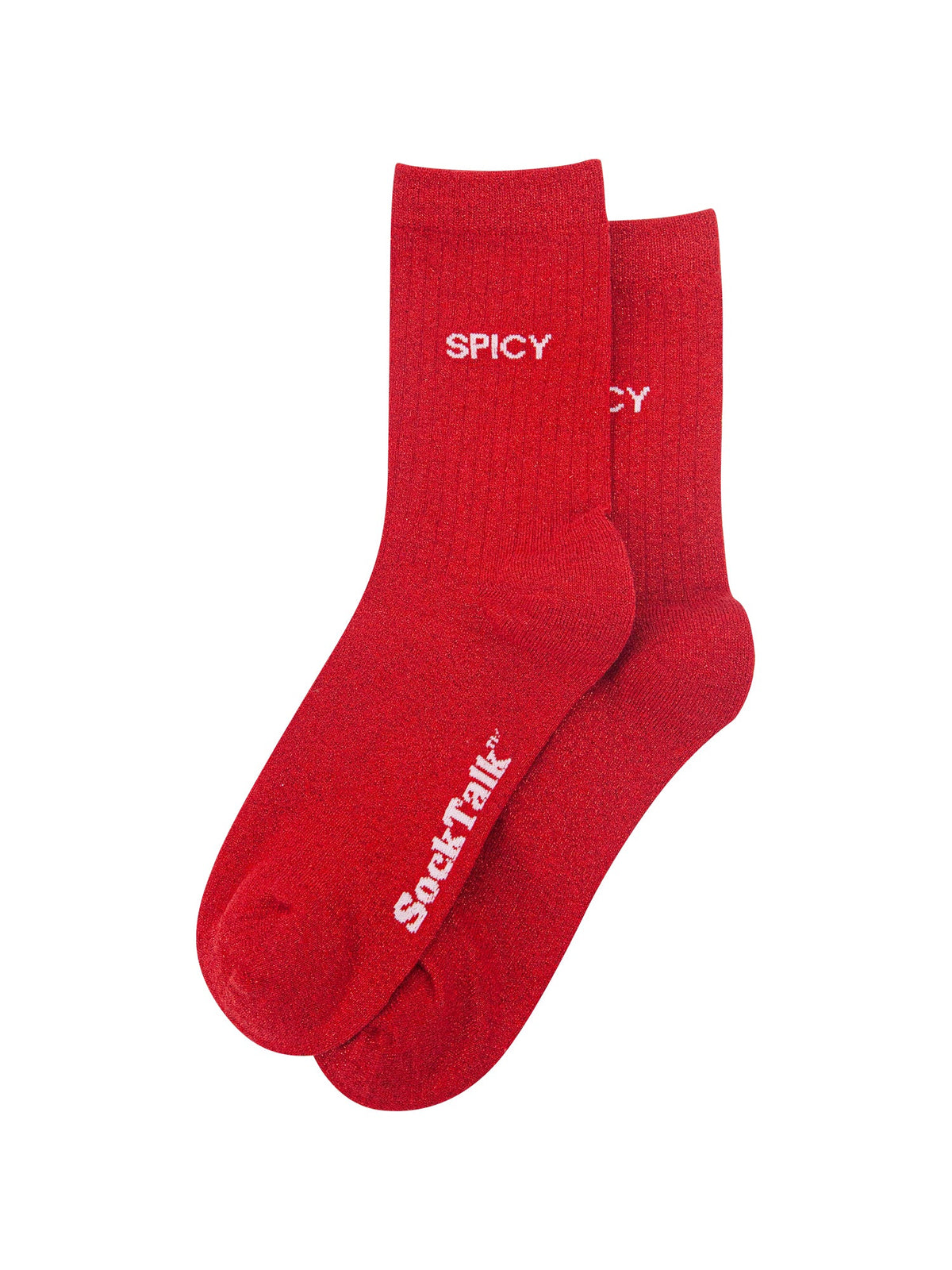 Spicy-Combed-Cotton-Glitter-Socks-in-Red-Laid-Flat