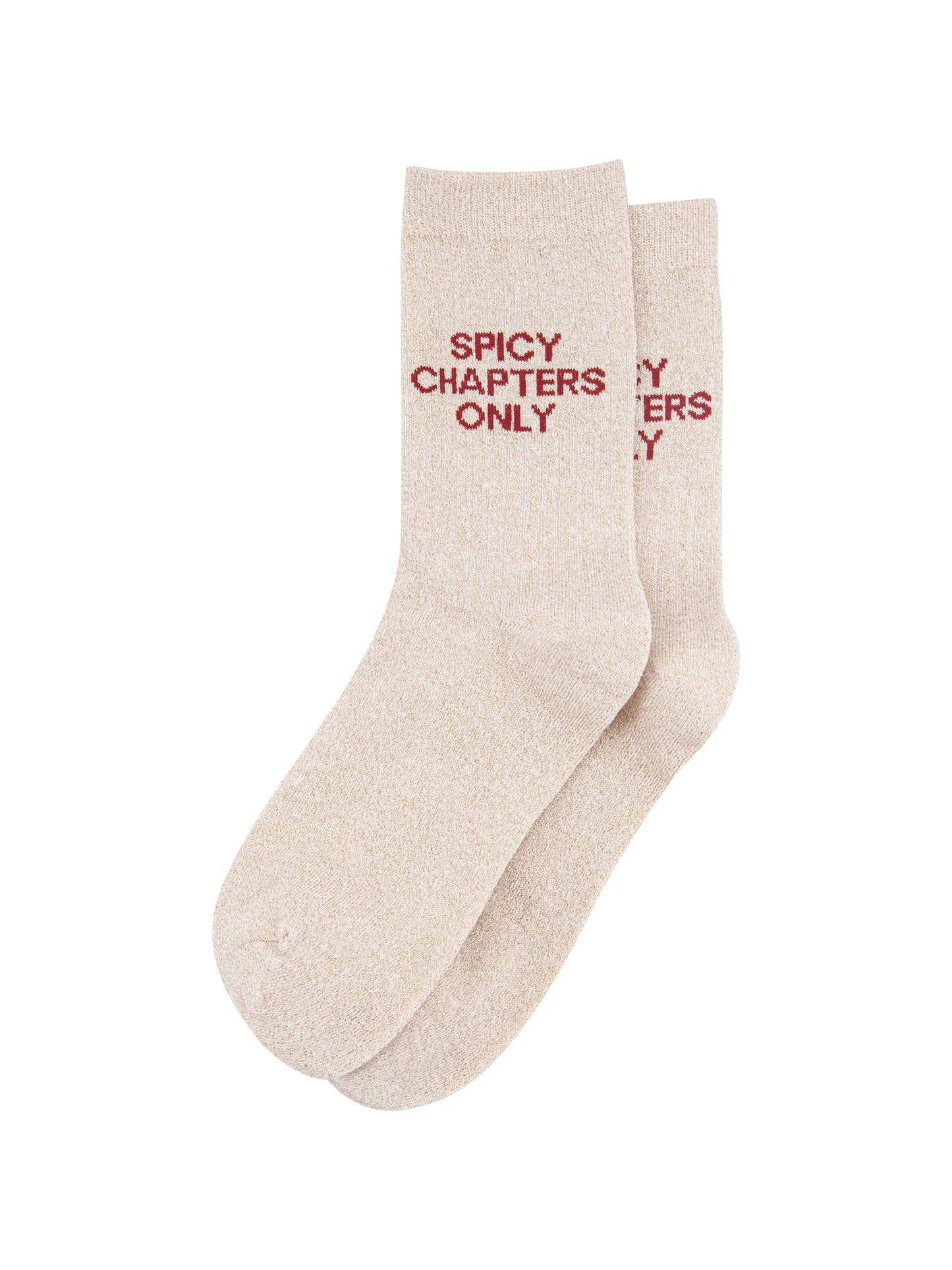 Spicy Chapters Combed Cotton Glitter Socks in Cream