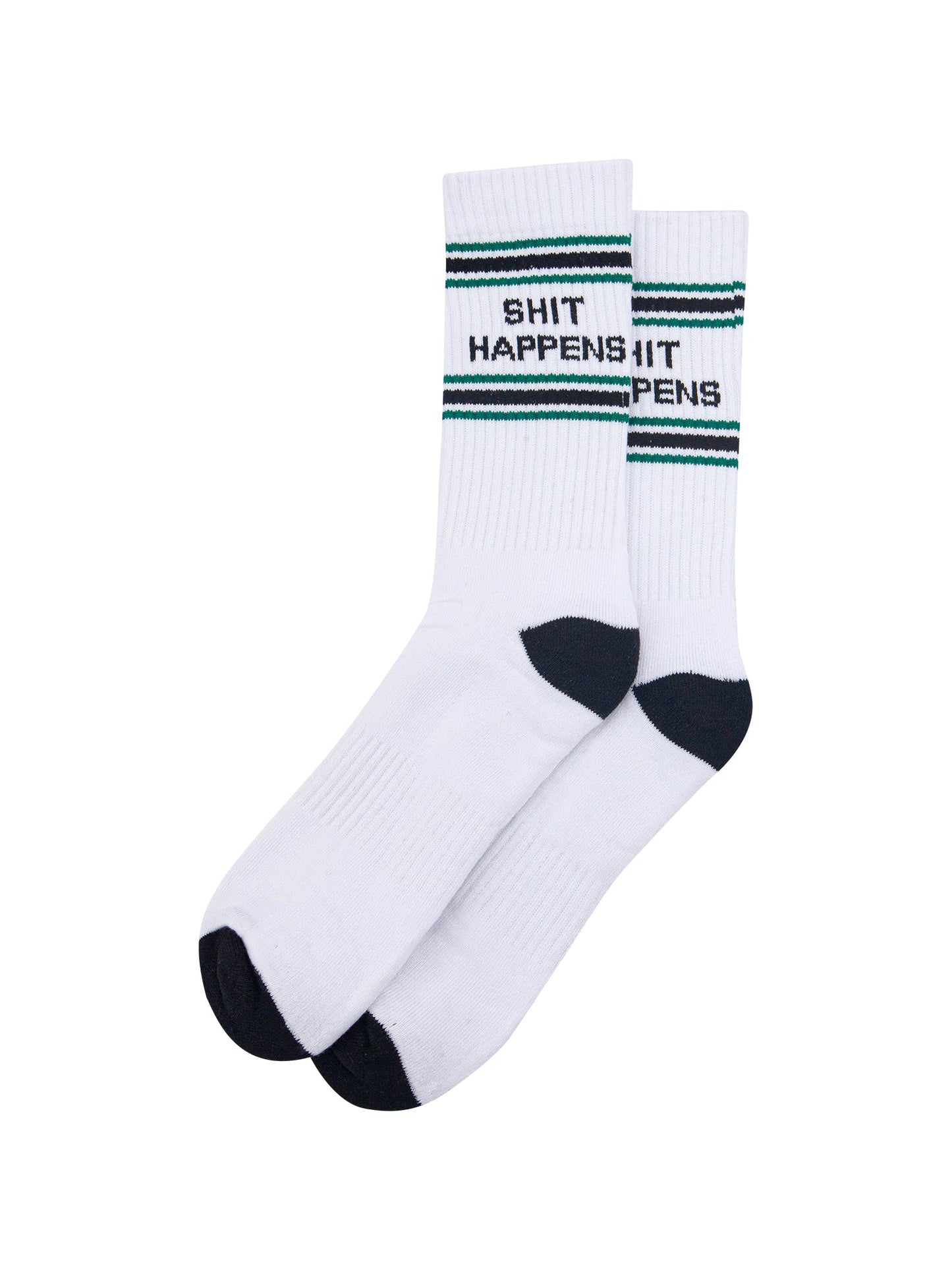 Shit Happens Organic Cotton Sports Socks in White/Black