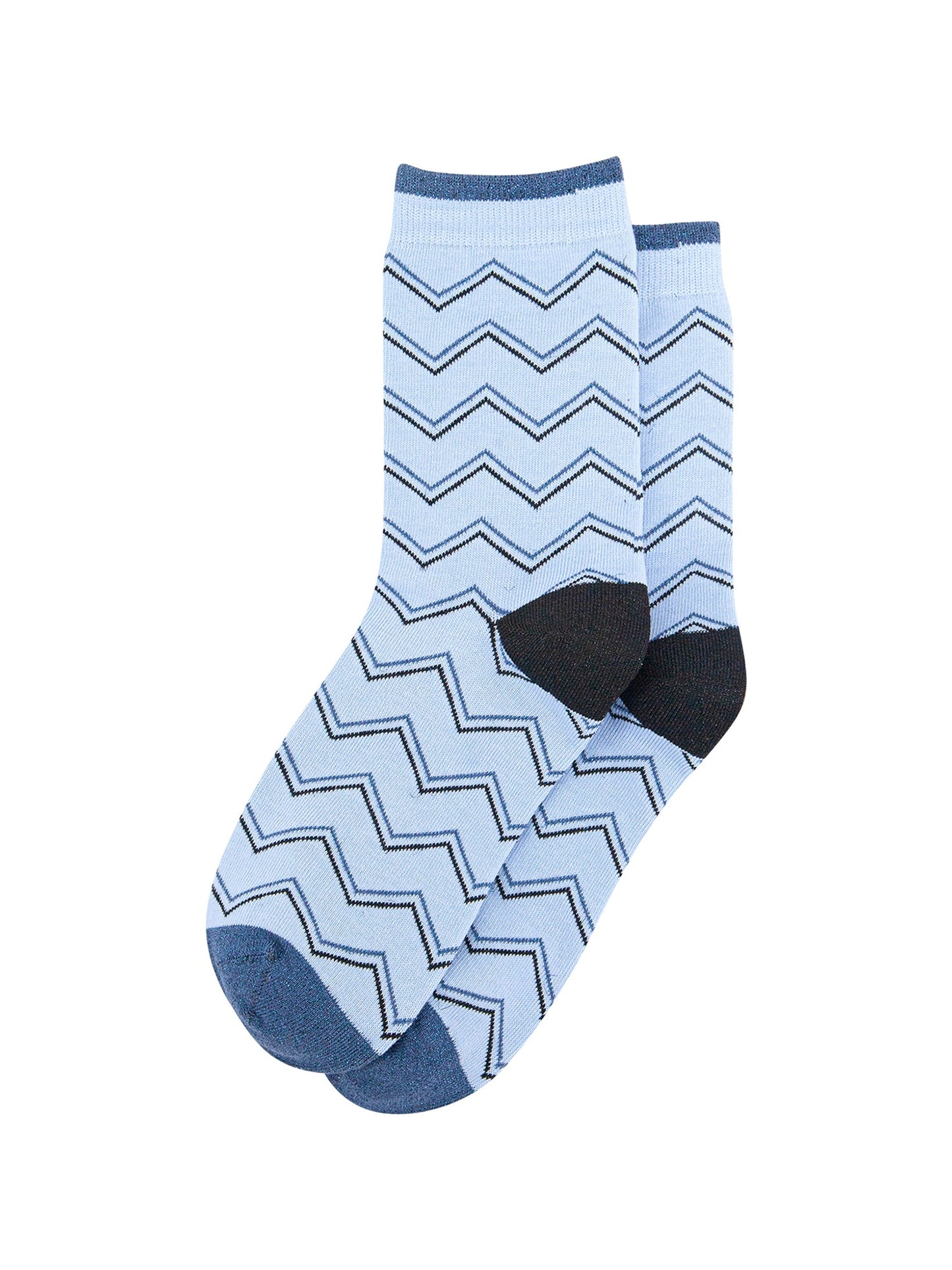 Zig-Zag-Combed-Cotton-Glitter-Socks-in-Blue-Lying-Flat