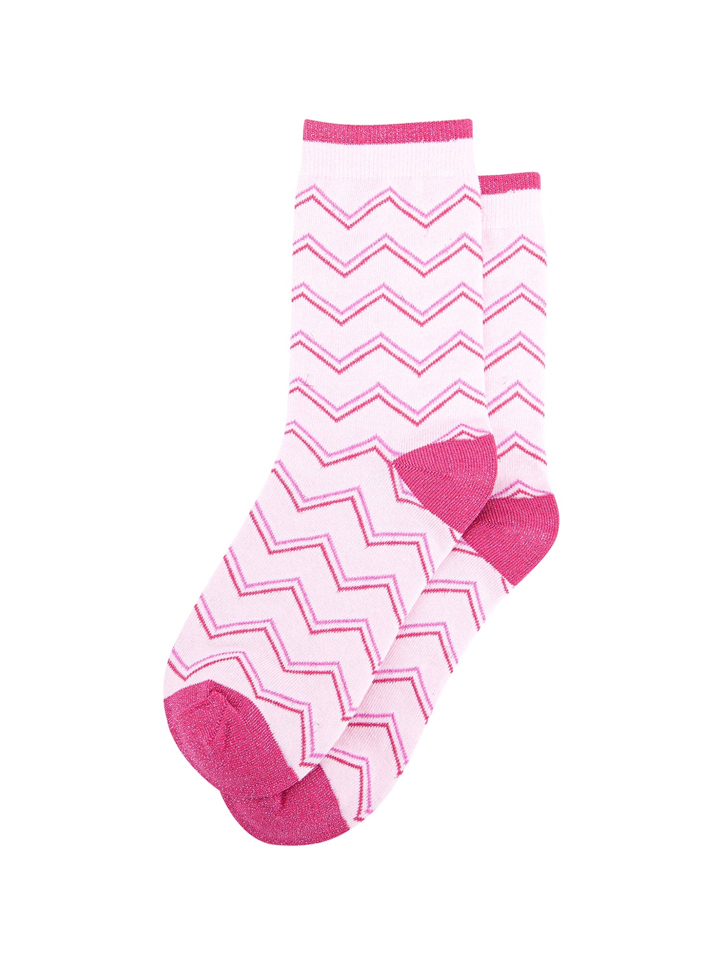 Zig-Zag-Combed-Cotton-Glitter-Socks-in-Pink-Lying-Flat