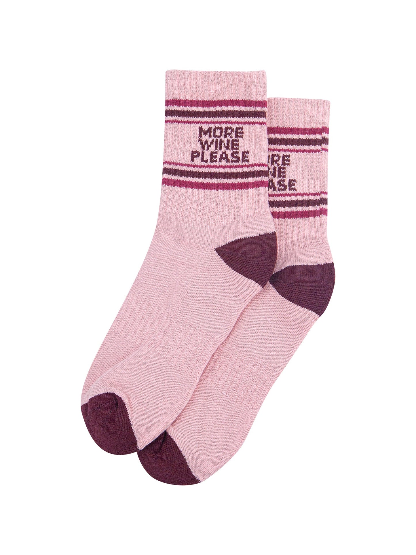 More-Wine-Please-Organic-Cotton-Sports-Socks-in-Soft-Pink/Burgundy-Laid-Flat