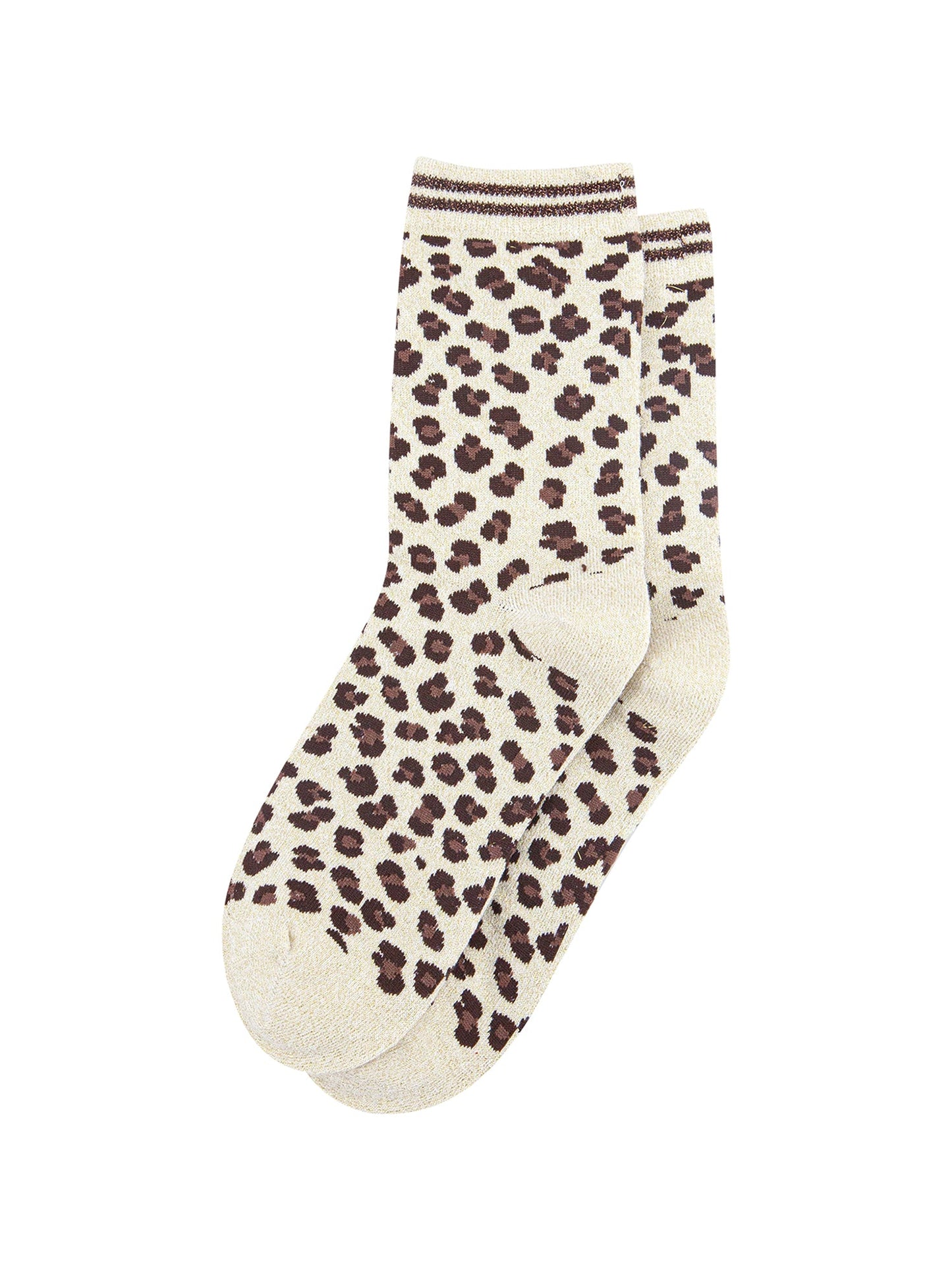 Leopard-Print-Combed-Cotton-Glitter-Socks-in-Cream-Lying-Flat