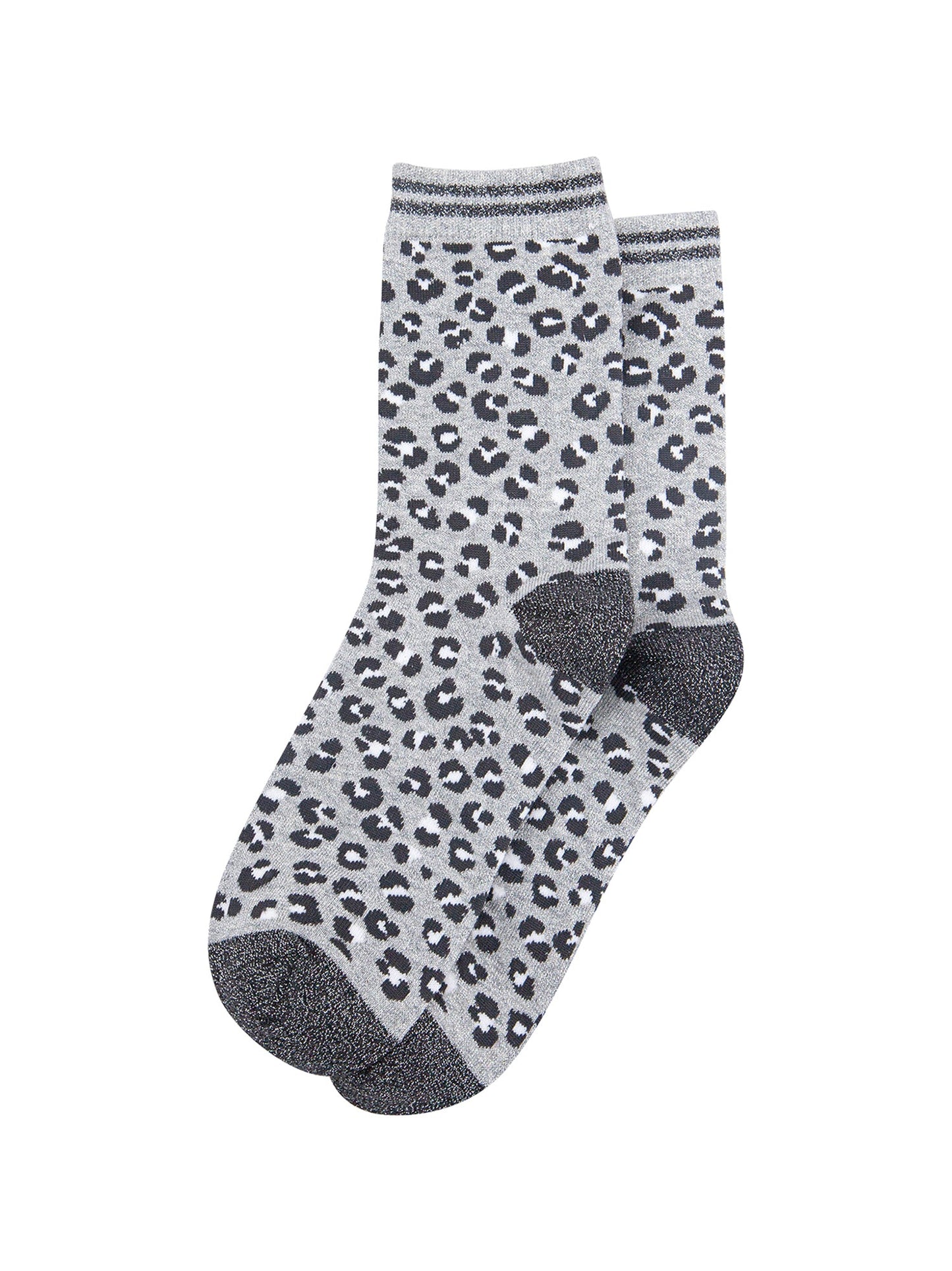 Leopard-Print-Combed-Cotton-Glitter-Socks-in-Grey-Lying-Flat