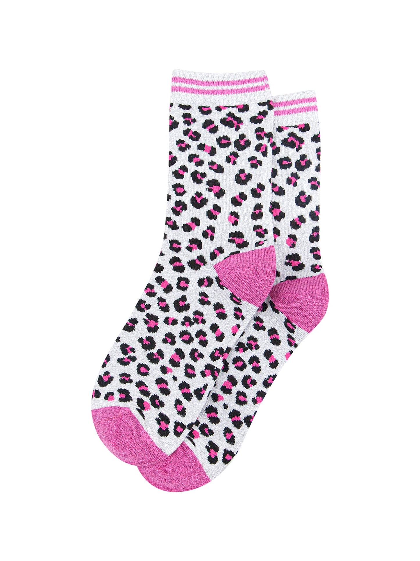 Leopard-Print-Combed-Cotton-Glitter-Socks-in-White-Pink-Lying-Flat