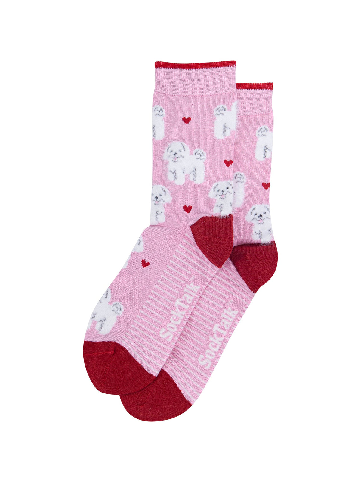 Pink-Dog-Women's-Fluffy-Bamboo-Socks-Laid-Flat