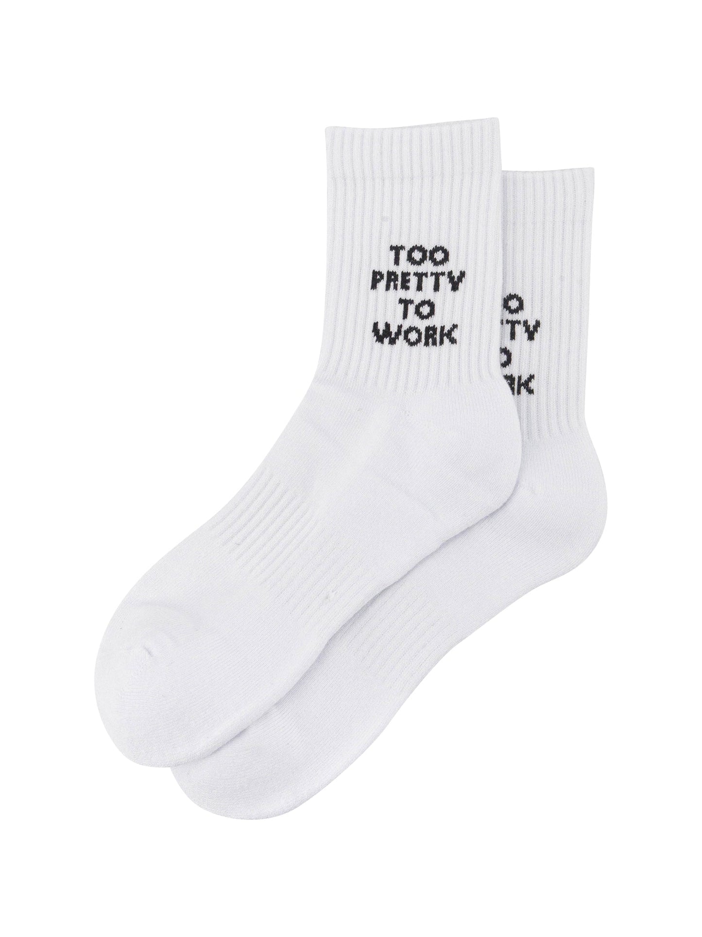 Too-Pretty-To-Work-Organic-Cotton-Sports-Socks-in-White-Laid-Flat