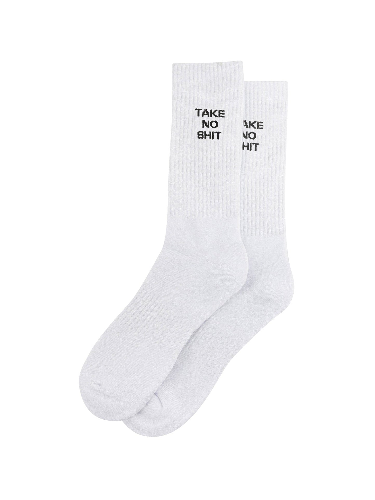 Take-No-Shit-Organic-Cotton-Sports-Socks-in-White-Laid-Flat