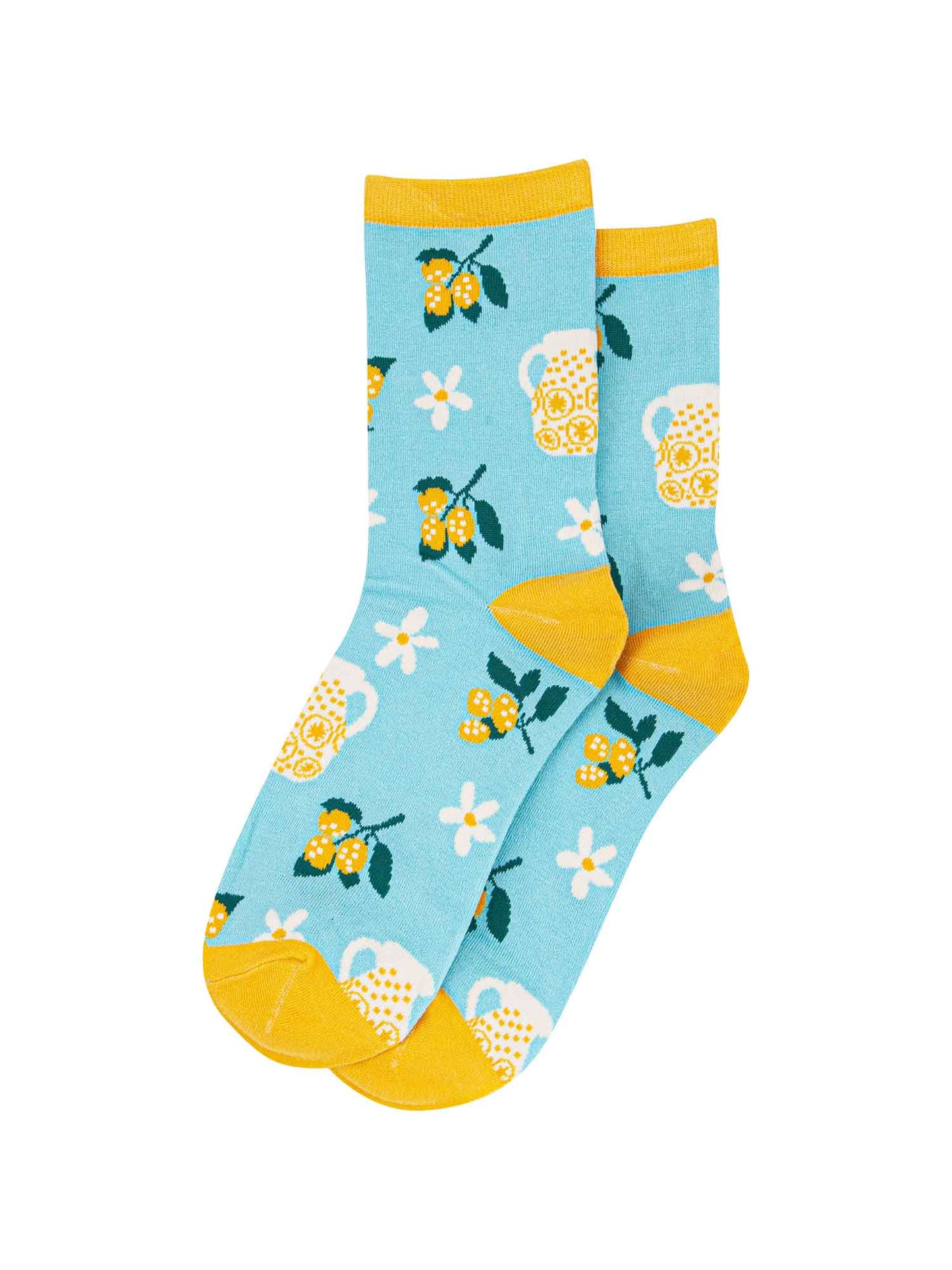 Lemon Blossom Bamboo Socks in Blue
