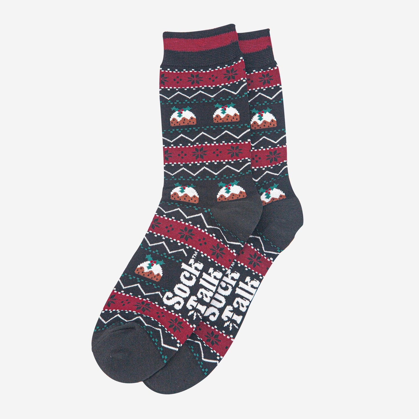 mens-bamboo-socks-black-christmas-pudding-fair-isle-laying-flat
