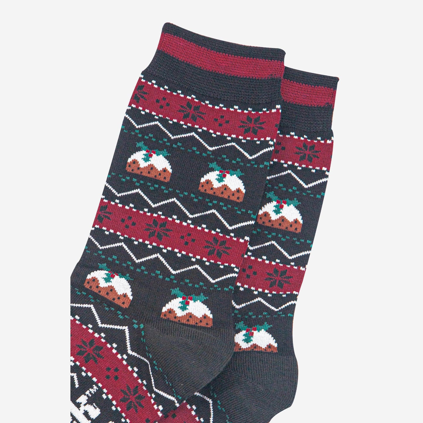 mens-bamboo-socks-black-christmas-pudding-fair-isle-close-up