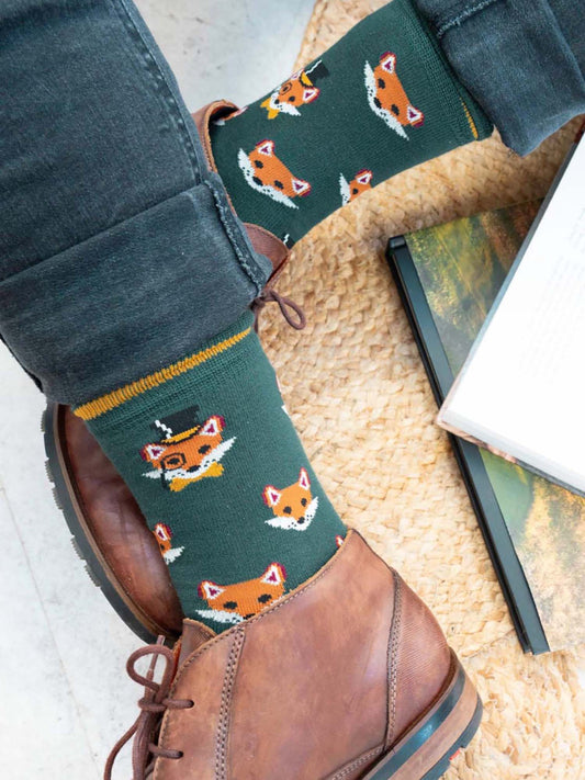 dapper-fox-print-bamboo-socks-in-green