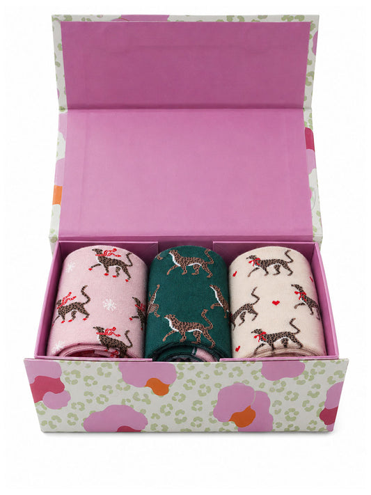 Cheetah Bamboo Socks Gift Set