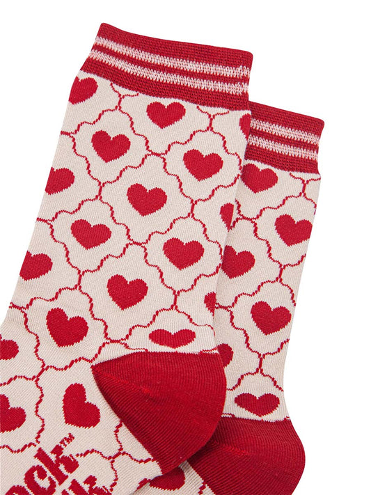 womens-bamboo-socks-cream-red-heart-ribbon-close-up