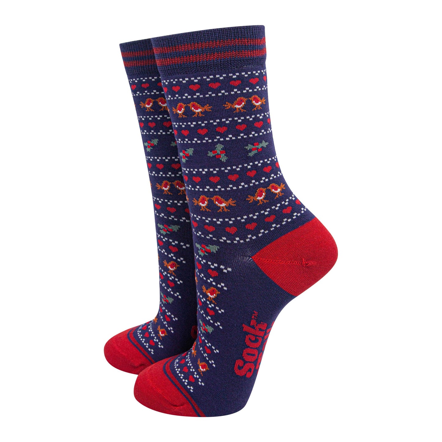 womens-bamboo-socks-navy-blue-red-robin-fair-isle-christmas-holly