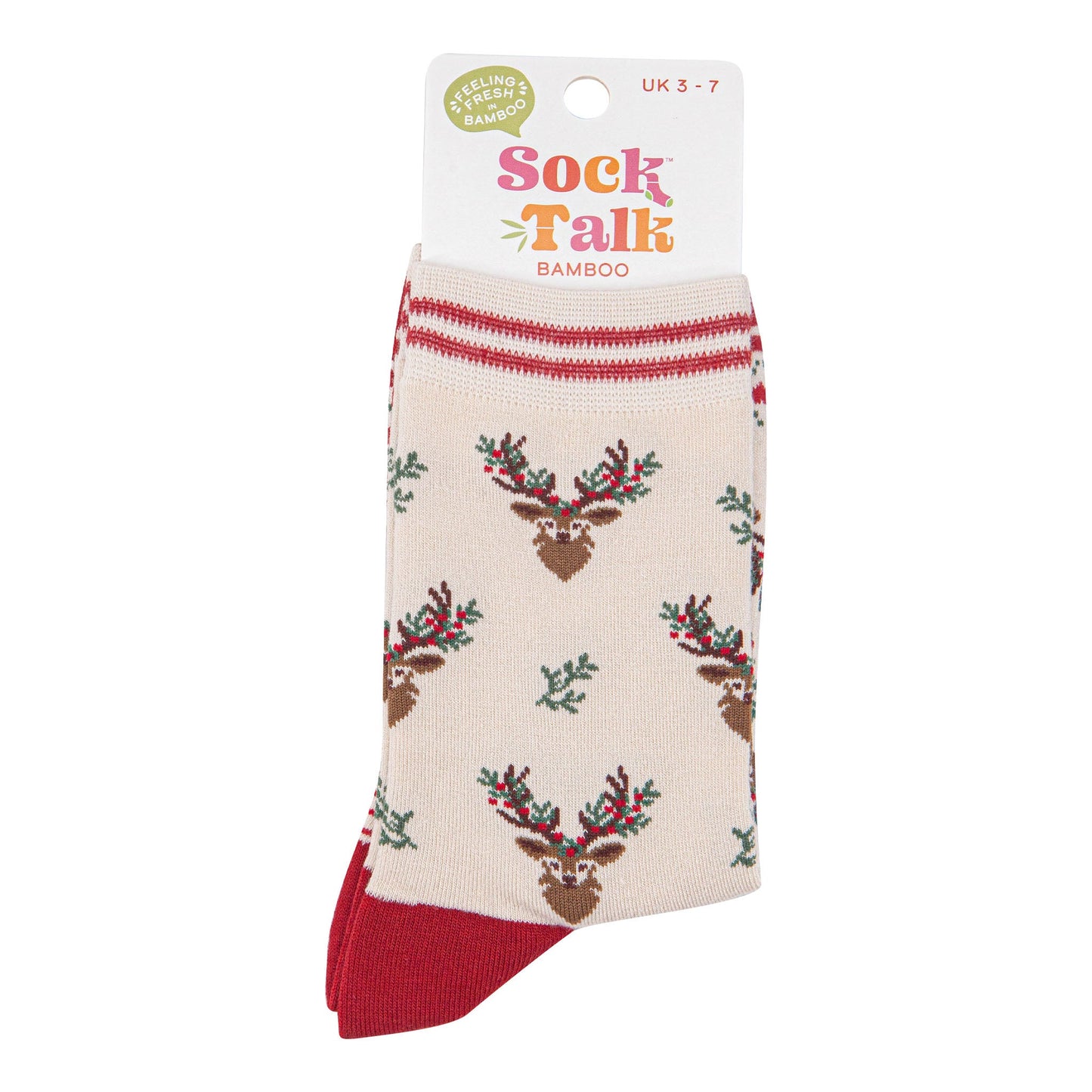 womens-bamboo-socks-cream-red-floral-reindeer-in-sock-talk-packaging