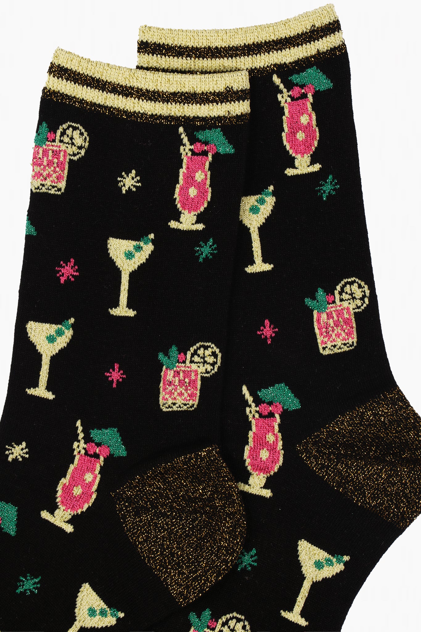 Cocktail Party Glitter Bamboo Socks in Black