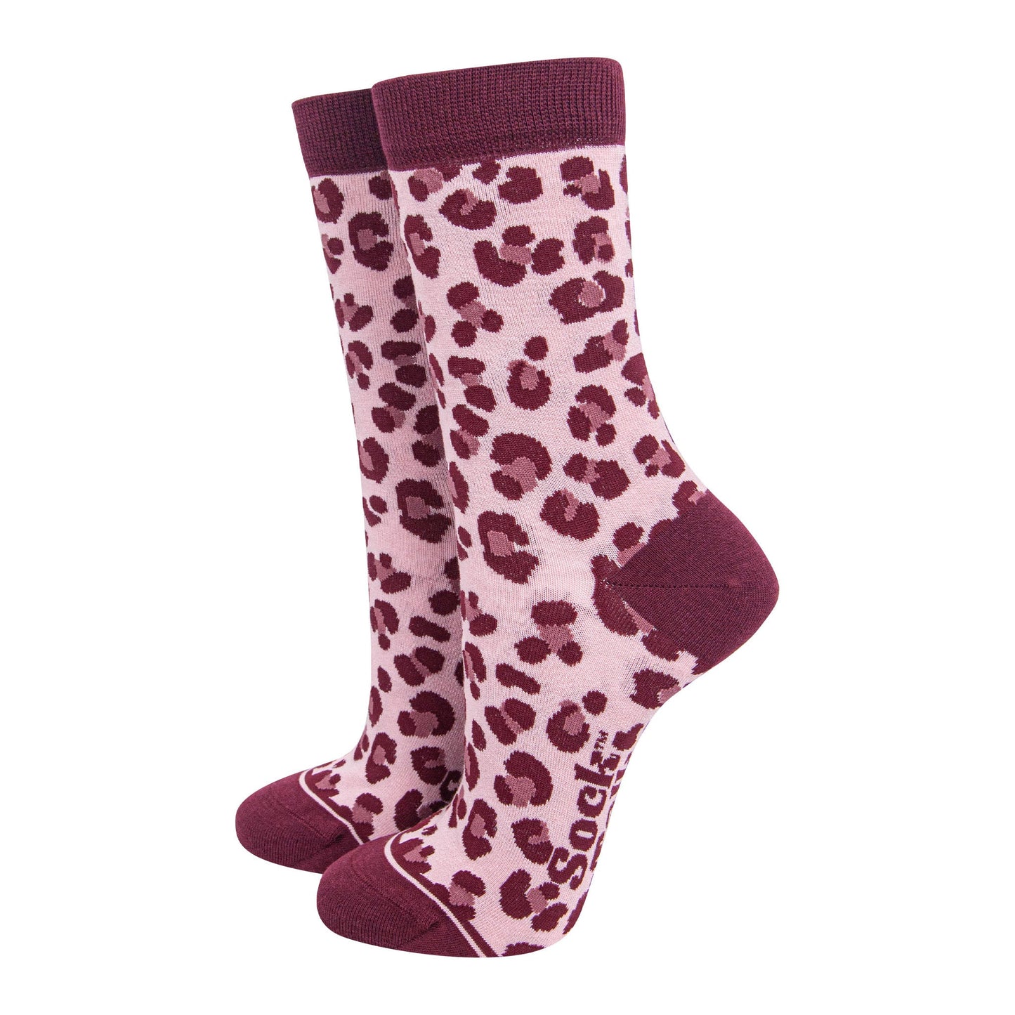 womens-bamboo-socks-light-pink-berry-leopard-print