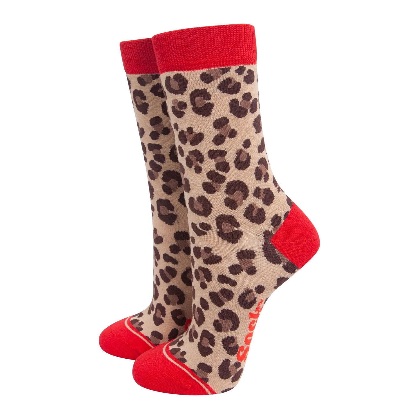 womens-bamboo-socks-beige-red-leopard-print