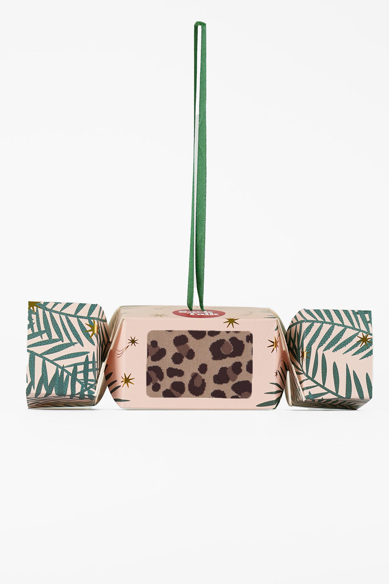 Women's Bamboo Ankle Socks Christmas Cracker Gift Box - Beige/Red, Leopard