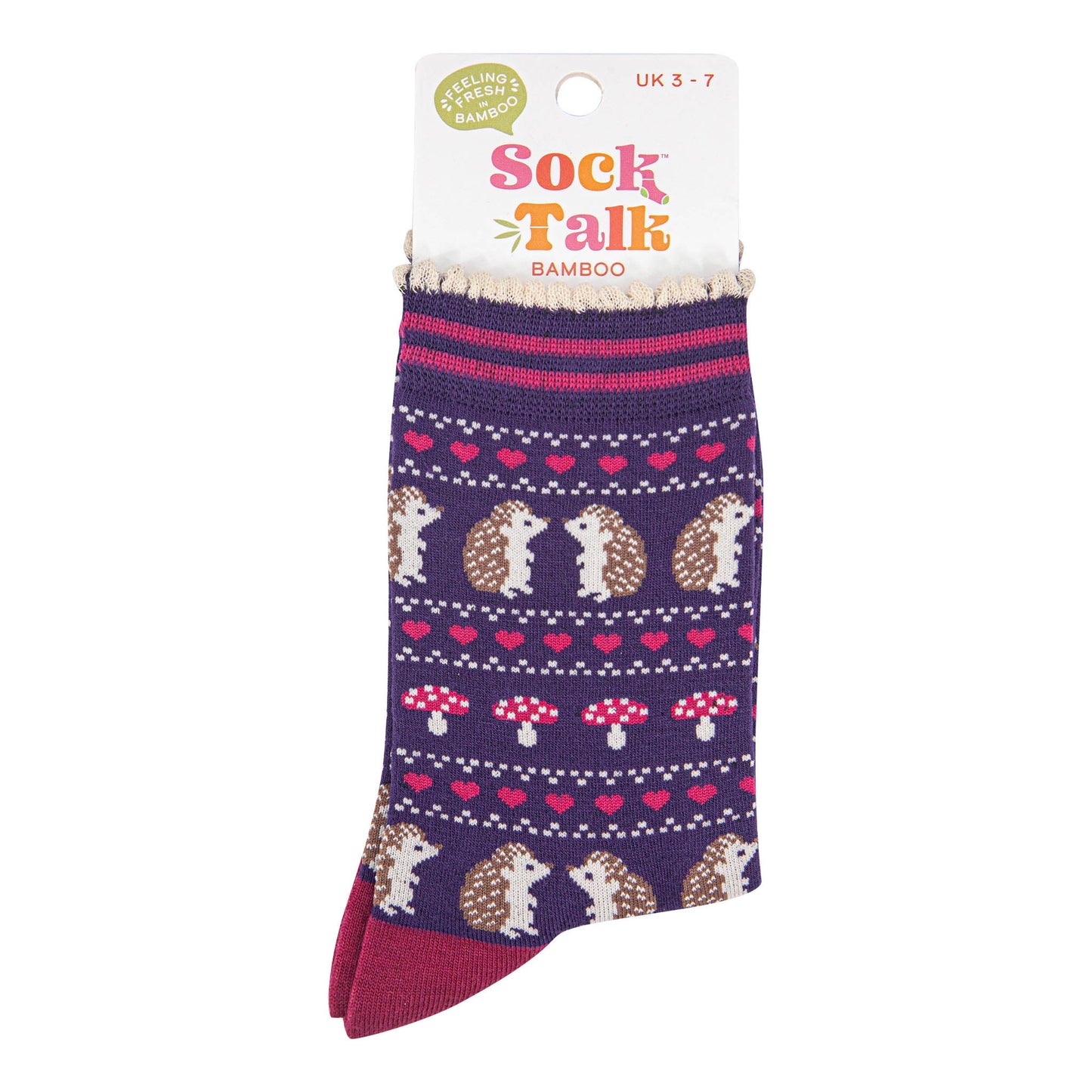 womens-bamboo-socks-navy-blue-hedgehog-toadstool-fair-isle-in-sock-talk-packaging